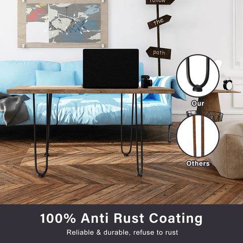 22 Inch Hairpin Table Legs Set Of 4 Heavy Duty Black Metal Furniture Legs For DIY Projects in modern living room scene