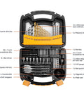 Amazon Basics Drill & Driver Bit Set, 100-piece, in yellow plastic storage case