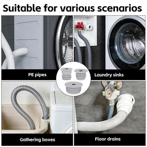 3 Pack Silicone Washing Machine Drain Hose Seal Kit With Pipe Cover Plugs For Kitchen Sink Bathroom Drainage And Laundry Room No Mess Leaks And Sewer Backflow Durable Leak Proof Silicone Washer Hose Seal for floor drains and laundry sinks