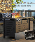 41 Inch Propane Fire Pit Table With Removable Lid And Lava Rocks, 50,000 BTU Gas Fire Pit for patio with easy external control