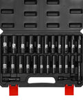 1/2 Inch Drive Deep Impact Socket Set Built Tough With CR-V Steel For Heavy Duty Use, Metric And SAE Sockets in case