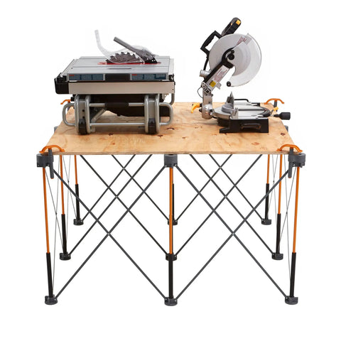 Centipede 30 Inch Folding Work Table Set No Assembly With 9 Struts Collapsible Frame 3500 Lb Capacity 4 By 4 Foot Work Station