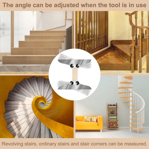 Various staircases showcasing Stair Tread Template Tool With Level And Tape Measure Adjustable Tread Jig Set With Carpenter Pencil