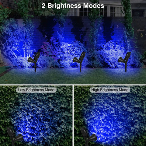 Blue Solar Spotlight Kit Outdoor Waterproof Garden Lights With Auto On Off And 180 Degree Adjustable Spotlight And Panel