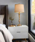Bedroom nightstand with Dimmable Touch Control 25 Inch Modern USB Table Lamp Set of 2 for Living Room Bedroom Nightstand Brass Finish