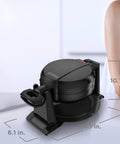 Rotating Waffle Maker With Belgian Style Deep Nonstick Grids And Even Batter Spread Easy Flip Lock, compact black design