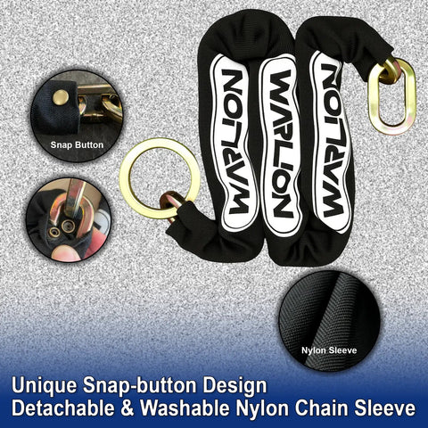 Heavy Duty Security Chain With Cinch Ring Three Foot Long And Three Eighths Inch Thick 63HRC Alloy Steel No Lock Included, nylon sleeve