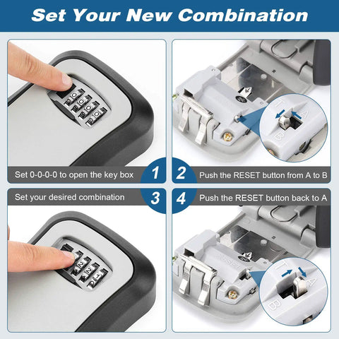 Weatherproof Wall Mounted Key Safe Box With 5 Key Capacity And Resettable 10,000-Combination Lock For Indoor And Outdoor Use, Built Tough Key Storage For Home, Vacation Home, Garage And Emergency Access