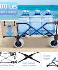 260L Heavy Duty Collapsible Beach Wagon With 9in Sand Wheels And Rear Tailgate carrying water jugs on sand