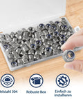 Badass M8 Nylock Nuts 90 Pack Stainless Steel Locking Nuts With Nylon Insert Rust Resistant Heavy Duty Metric Hardware, in storage box.