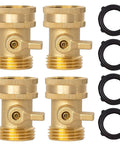 Solid Brass Garden Hose Shut Off Valve Set, Beefy Heavy Duty Three Quarter Inch, Four Pack With Extra Rubber Washers