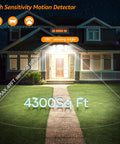 Motion Sensor Outdoor Flood Lights LED 60W 6200LM IP65 Waterproof illuminating front of house with 180 degree coverage