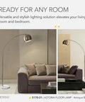 Arc Floor Lamp With Marble Base And Antique Brass Finish 3 Way Dimming For Your Living Room And Bedroom by a sofa