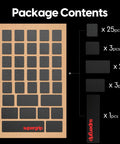 SuperGrip Pre Cut Keyboard Grip Tape Ultra Thin 0.5mm Sweat Absorbing Anti Slip Pre Laminated Universal Grip package contents