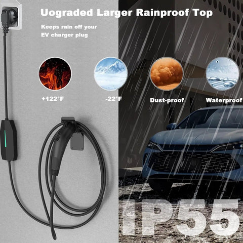 Heavy Duty Wall Mount Charger Holder For SAE J1772 EV Chargers With Universal J1772 Plug Organizer weatherproof features