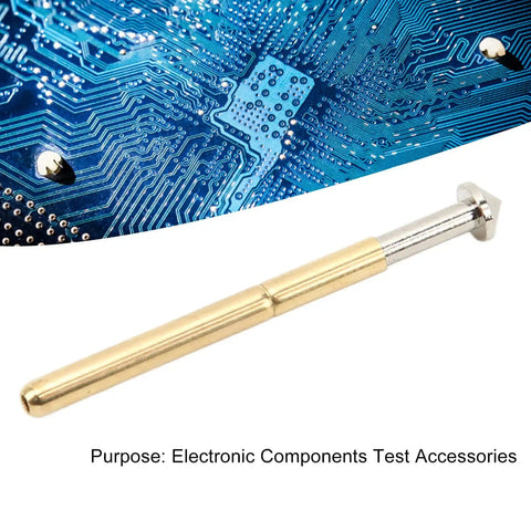 High Accuracy Round Pogo Pins Set Of 100Pcs For PCB Board Testing P156-E Test Probes on blue circuit board background