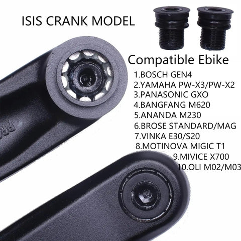 ISIS Crank Arm For Electric Bikes Forged 6061 Alloy Sand Black Finish 127mm 140mm 152mm 160mm 170mm 175mm Compatible With Bosch Gen4 Yamaha PW X3 PW X2 Panasonic GX0 And Other ISIS Mid Drive Motors