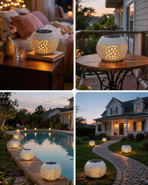 Outdoor Solar Table Lights With Dancing Flickering Flame Dope Style Waterproof White Metal Lanterns illumination in various settings