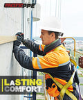 Worker wearing Full Brim Hard Hat For Construction Safety, OSHA Certified And ANSI Z89 Type 1 Class E G C, securing panel