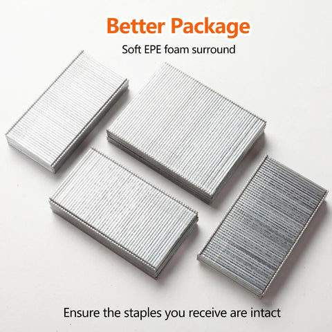 Pro Grade 16 Gauge Finish Nails Kit 1200-Pack Galvanized Nails With T-Shape And Chisel Point Assorted Sizes 1-1/2 In, 1-3/4 In, 2 In, 2-1/2 In 300 Per Size For Woodworking Trim And DIY Projects neatly stacked on a white surface.