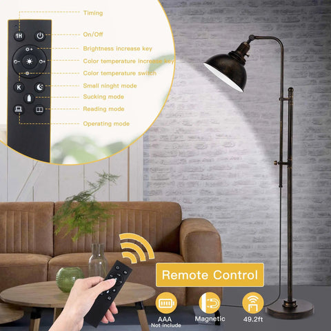 Industrial Floor Lamp Adjustable Rustic Farmhouse Reading Light In Aged Black Finish With Metal Shade Dope Modern Standing Lamp