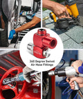 2 Pack 1/4 Inch NPT Swivel Air Hose Fittings, 360 Degree Rotation For No-Kink Performance with air tools and compressor
