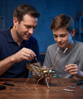 Father and son assembling Cricket 3D Metal Puzzle Kit With 160 Pieces, Mechanical Screw Assembly, Level 3 Of 5, About 3 Hours Build, No Glue Needed, Desktop Ornament, Cool Birthday Gift For Dad Or Husband