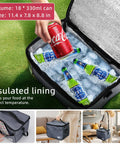 Picnic For Two With Table Lid Waterproof Blanket Insulated Cooler Bag And Collapsible Set showing open cooler with drinks inside