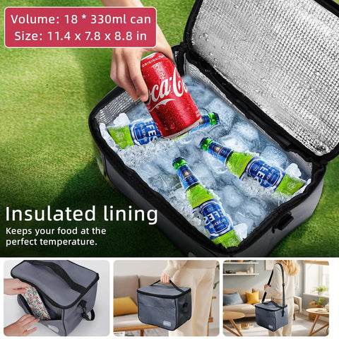 Picnic For Two With Table Lid Waterproof Blanket Insulated Cooler Bag And Collapsible Set showing open cooler with drinks inside