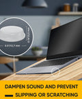 Clear Self Adhesive Cabinet Bumpers Pack Of 256 One Half Inch Rubber Pads For Drawers And Cupboards next to a laptop on a table.