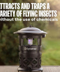 Half Acre Outdoor Mosquito And Flying Insect Trap And Killer For Your Backyard Attracts Mosquitoes Flies Wasps Gnats And More Weather Resistant Bug Zapper Alternative Black on a table