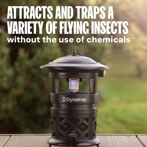 Half Acre Outdoor Mosquito And Flying Insect Trap And Killer For Your Backyard Attracts Mosquitoes Flies Wasps Gnats And More Weather Resistant Bug Zapper Alternative Black on a table