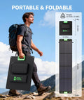 200W Portable Solar Panel For Power Stations IP65 Waterproof Foldable Solar Panel with MC4 Anderson Output carried by hiker