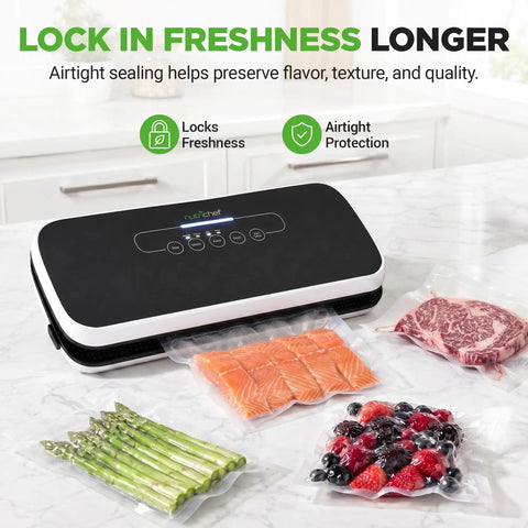 Automatic Vacuum Sealer For Food Storage With Starter Kit And Quick Start Guide Compact Kitchen Gadget sealing salmon