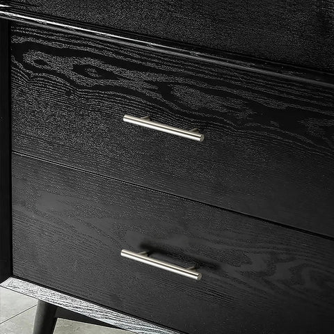 30 Pack 5 Inch Cabinet Pulls Brushed Nickel Stainless Steel Kitchen Cabinet Hardware With 3 Inch Hole Centers installed on black drawers