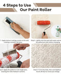 4 step guide on using the 7 Inch Soft Rubber Embossing Paint Roller For Seamless Wall Texturing.