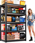 Beefy 5 Tier Heavy Duty Metal Garage Shelving Unit Adjustable Steel Shelves 71 Inch High 32 Inch Wide 14 Inch Deep Ultra Sturdy Storage Rack For Garage Warehouse Basement Pantry And Industrial Organizers Up To 2051 Lbs Capacity, front view