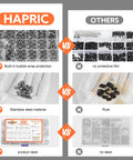 Comparison of two screw kits: 485 Pcs Set Screws Kit In 304 Stainless Steel With 14 Sizes M3 M4 M5 M6 M8 vs. other kit without protection and labels
