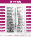 Top Shelf 500 Pack Phillips Micro Self Tapping Screws With Stainless Steel Screwdriver Kit for Heavy Duty DIY Projects, assorted sizes.