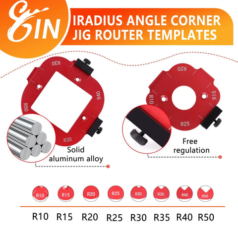 Professional Grade Aluminum Router Templates And Jigs For Woodworking, R10 to R50 radius jig set in solid aluminum construction.