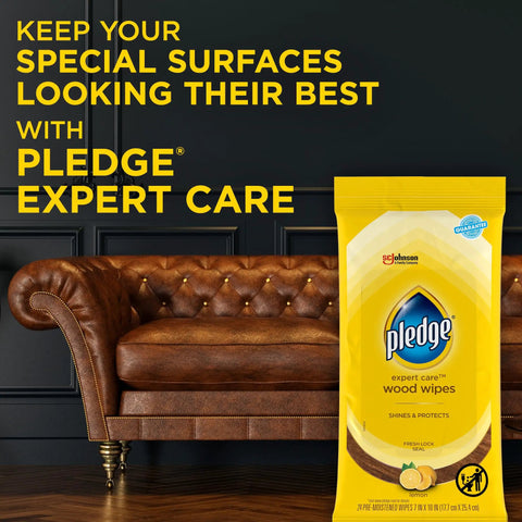 Expert Care Lemon Scent Wood Wipes For Polishing And Protecting Wood Furniture And Surfaces No Spray Convenience Pack Of 6 With 144 Total Wipes Yellow package by sofa
