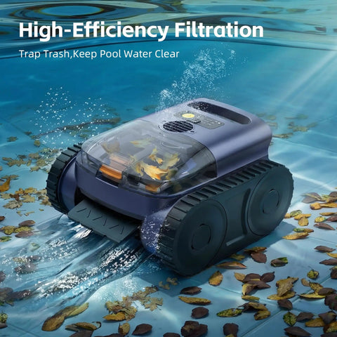 Cordless Pool Cleaner Robot With Smart Navigation And Self Parking LED Indicator wall and floor cleaning in pool