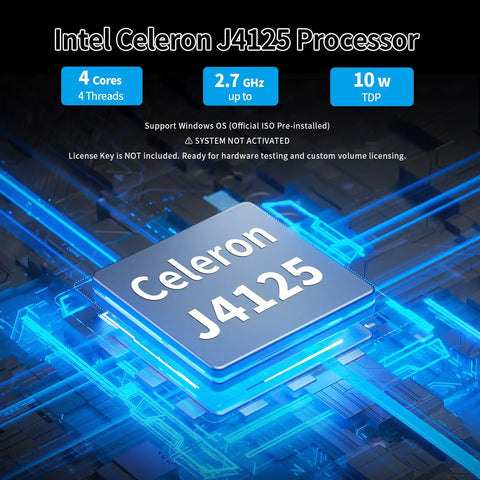 Intel Celeron J4125 processor on a circuit board, showing 4 cores, 2.7 GHz speed, for J4125 Micro Firewall Router With Quad 2.5 Gb Ethernet And 16 Gb Ram Packing 512 Gb Storage In A Quiet Fanless Frame That Runs Slick For Opnsense Gateways And Badass Homelab Projects.