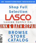 LASCO Larsen Supply Co. sink and bath repair catalog advertisement with QR code