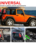 Quick Release Fire Extinguisher Mount Bracket for Offroad Jeeps and UTVs installed on various vehicles by the beach
