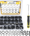 380 Piece Rubber And Silicone O Ring And Washer Kit With 16 O Ring Sizes And 8 Washer Sizes for sealing repairs, DIY friendly