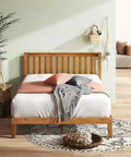 Top Tier Queen Platform Bed Frame With Tufted Fabric Headboard Solid Wood Slats Heavy Steel Base No Box Spring Needed smooth clean lines in a styled room