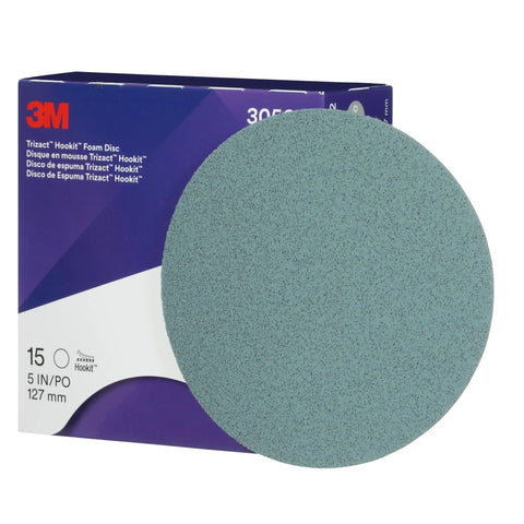 Hookit Foam Disc 5 Inch 5000 Grit For Paint Finishing System next to packaging