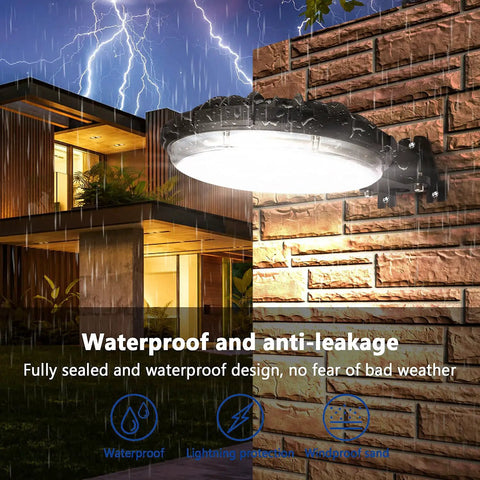 LED Barn Light Dusk To Dawn Outdoor Flood Light 100W 10000LM 5000K Daylight IP65 Waterproof mounted on brick wall