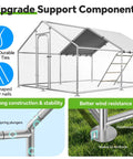 Heavy Duty Metal Chicken Coop With Waterproof UV Resistant Cover And Perch Walk In Outdoor Run For Yard Or Farm Built To Last.